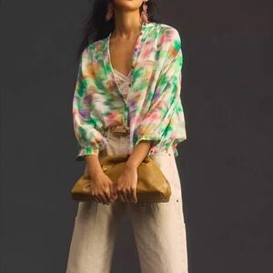 Anthropologie Pilcro Sidney Batwing Blouse
Watercolor Print